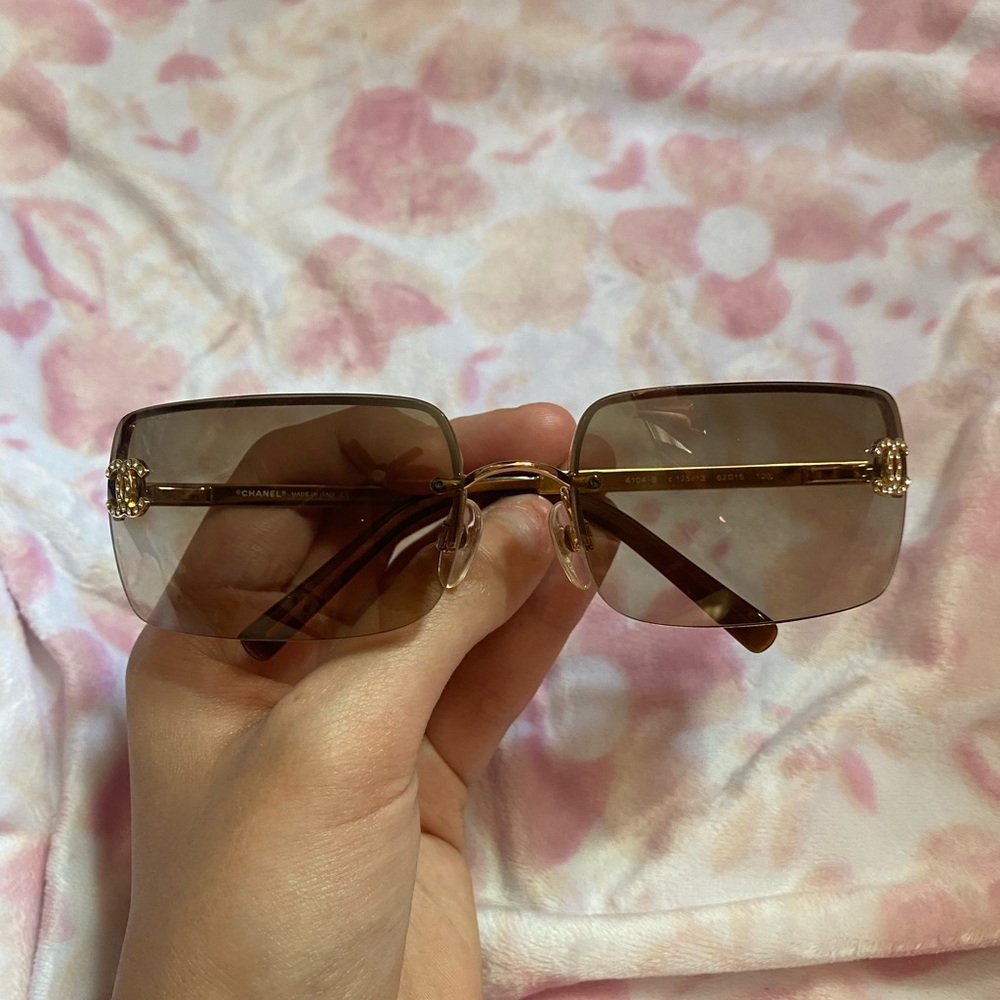 Chanel Crystal Rimless Sunglasses 4104-B